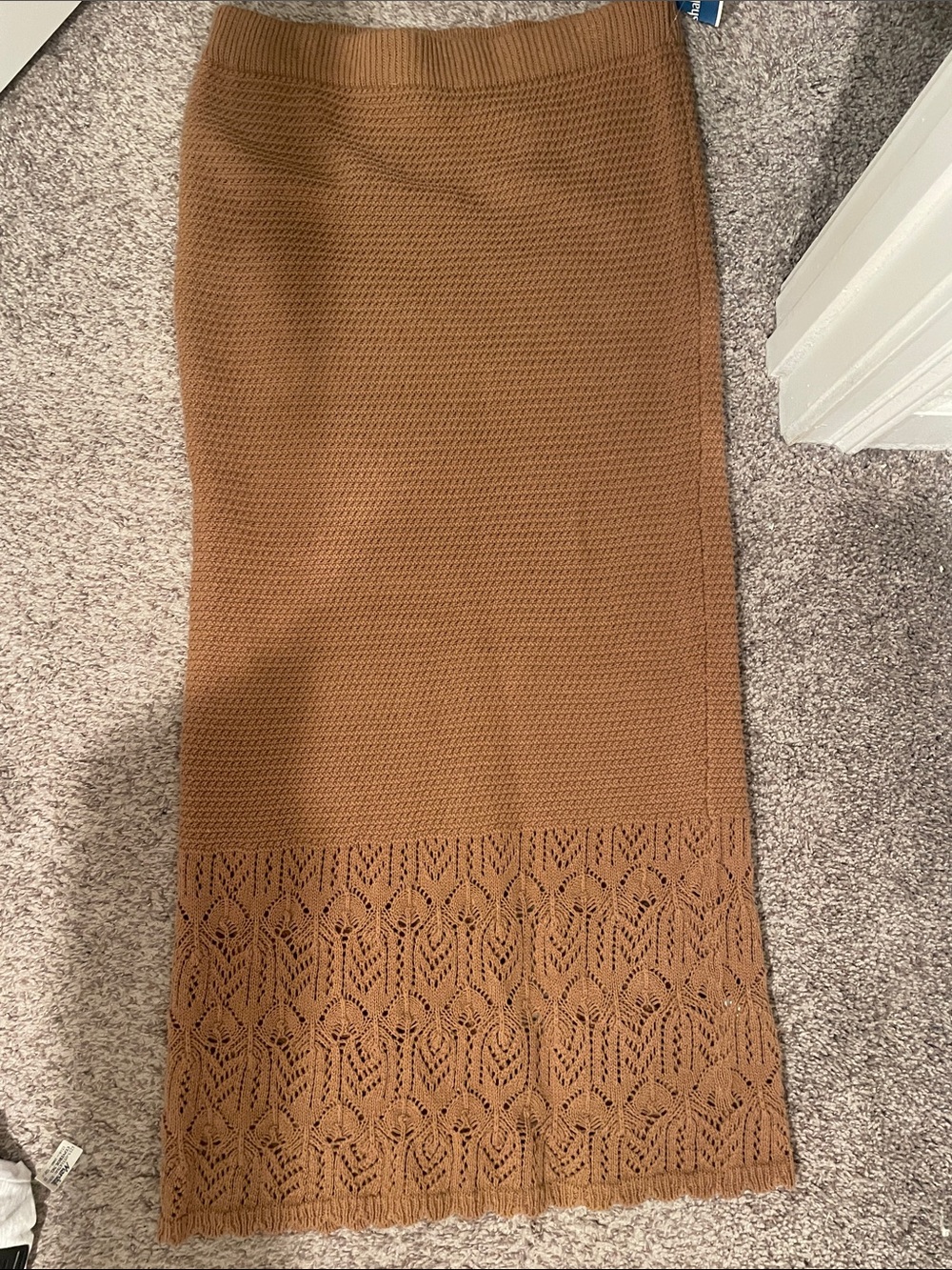 Freshman 1996 Camel Brown Knit Maxi Skirt large nwt
